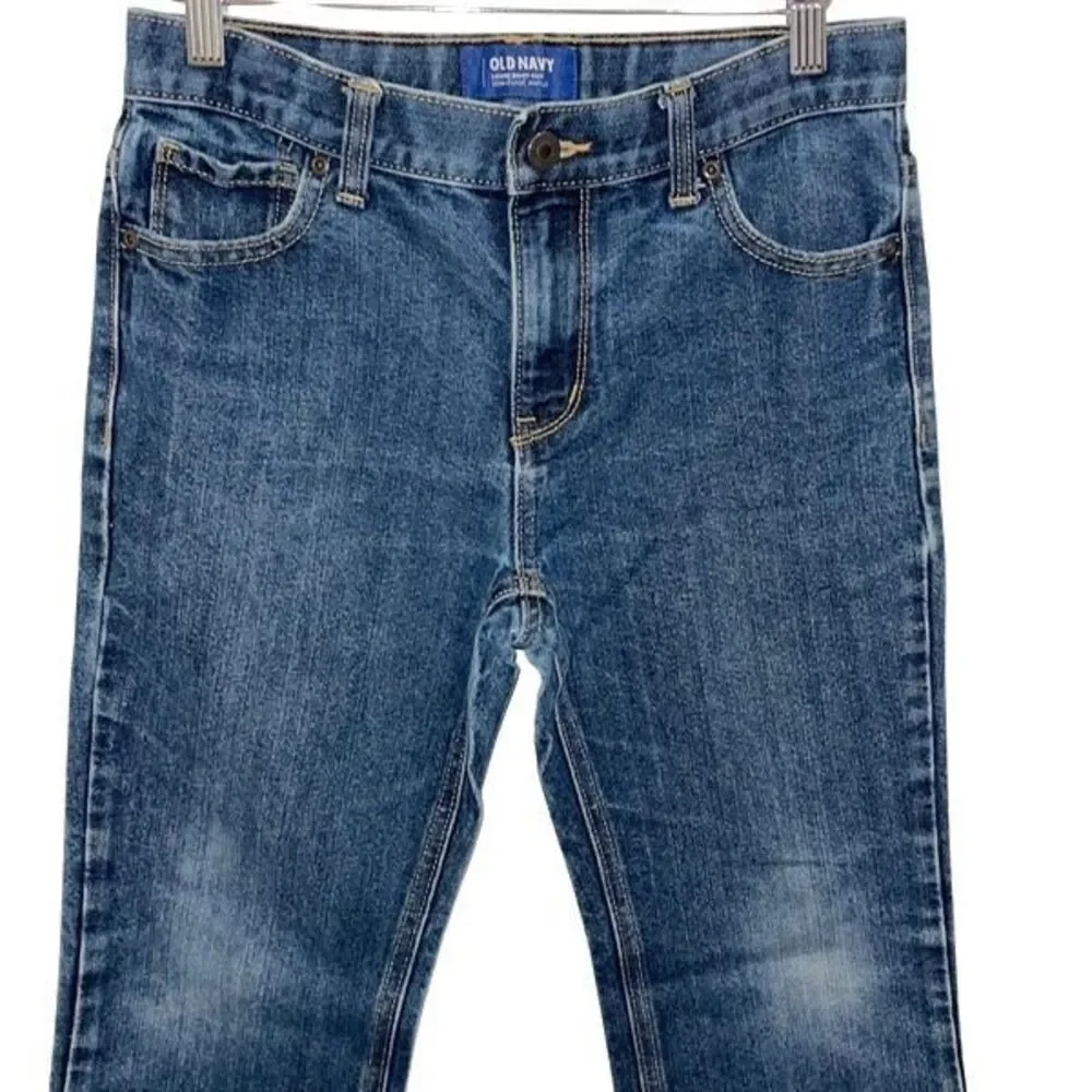 Old Navy Boys Adjustable‎ Waist Faded Loose Boot-Cut Jeans Blue Size 10 Husky